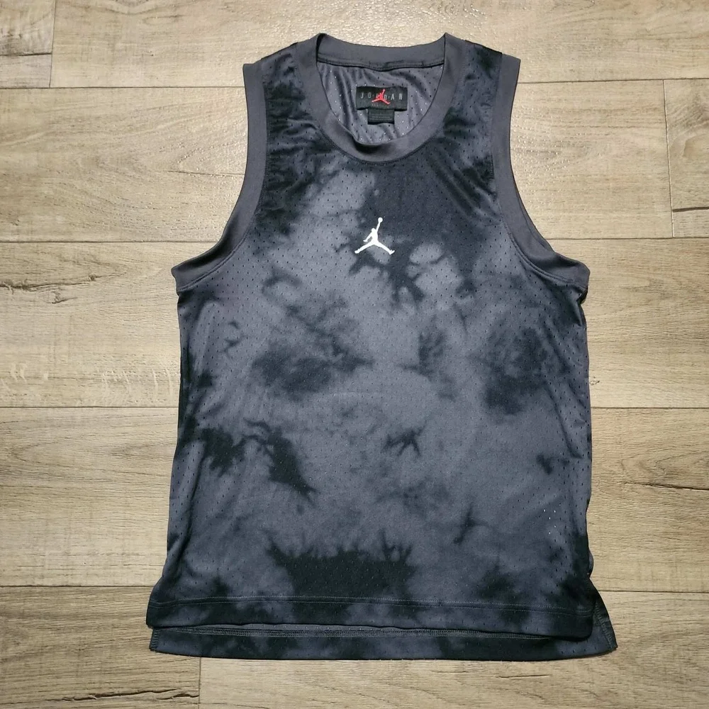 Jordan Mens Dri-FIT Basketball Jersey Tie Dye Black Jordan Dome Mesh Tank Top S